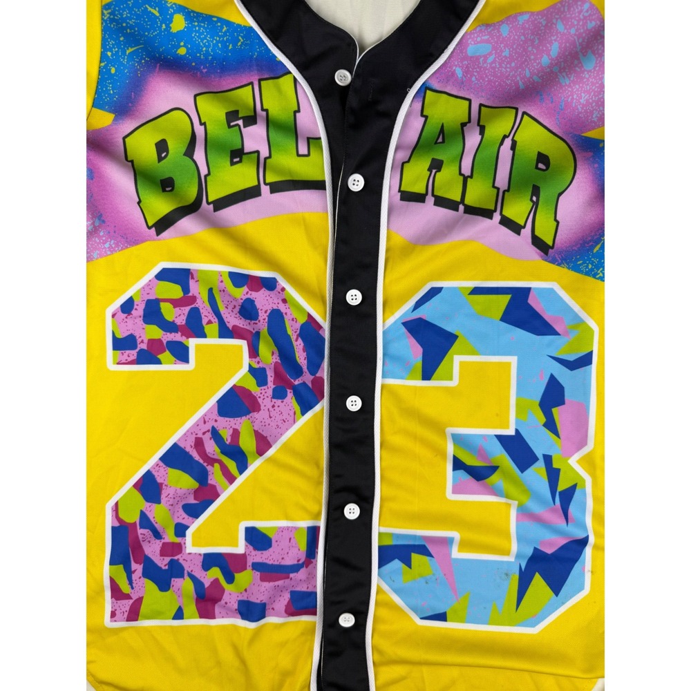 Eafana Baseball Jersey Mens 3XL Yellow Bel-Air 23 Retro 90s Fresh Prince - Picture 2 of 6